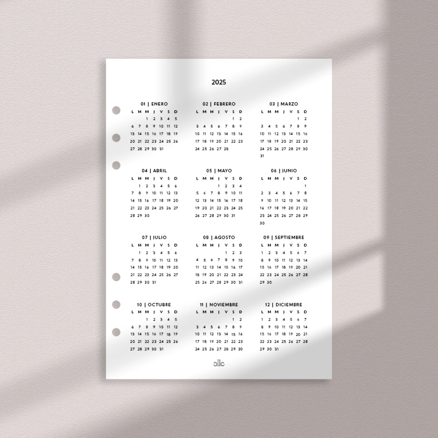 2025 Calendar Portada | Insert