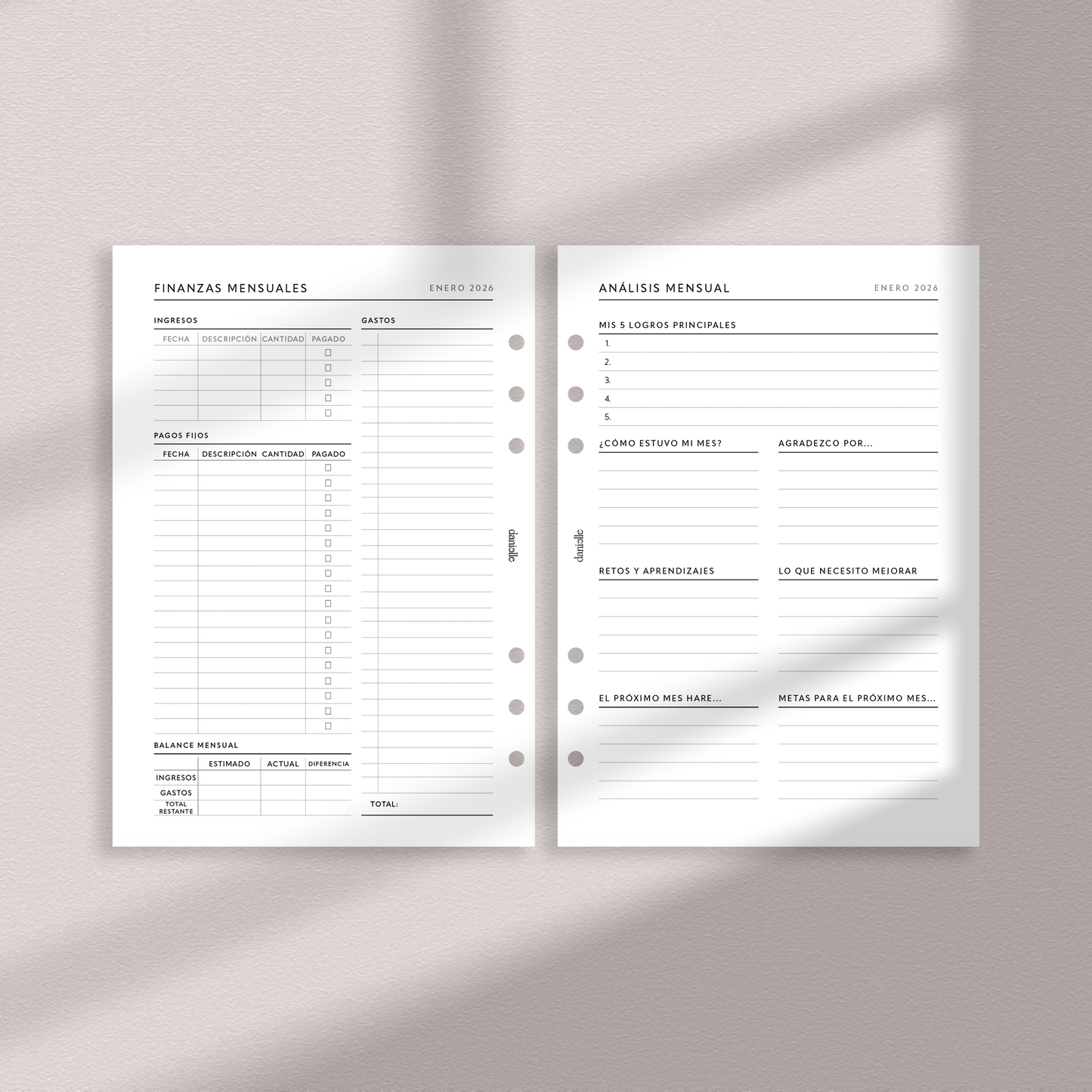 Planner 2026 Daily Planner (Ene-Jun) Insert